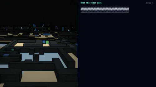 Animated camera rotation shown in MazeBench and ASCII mode
