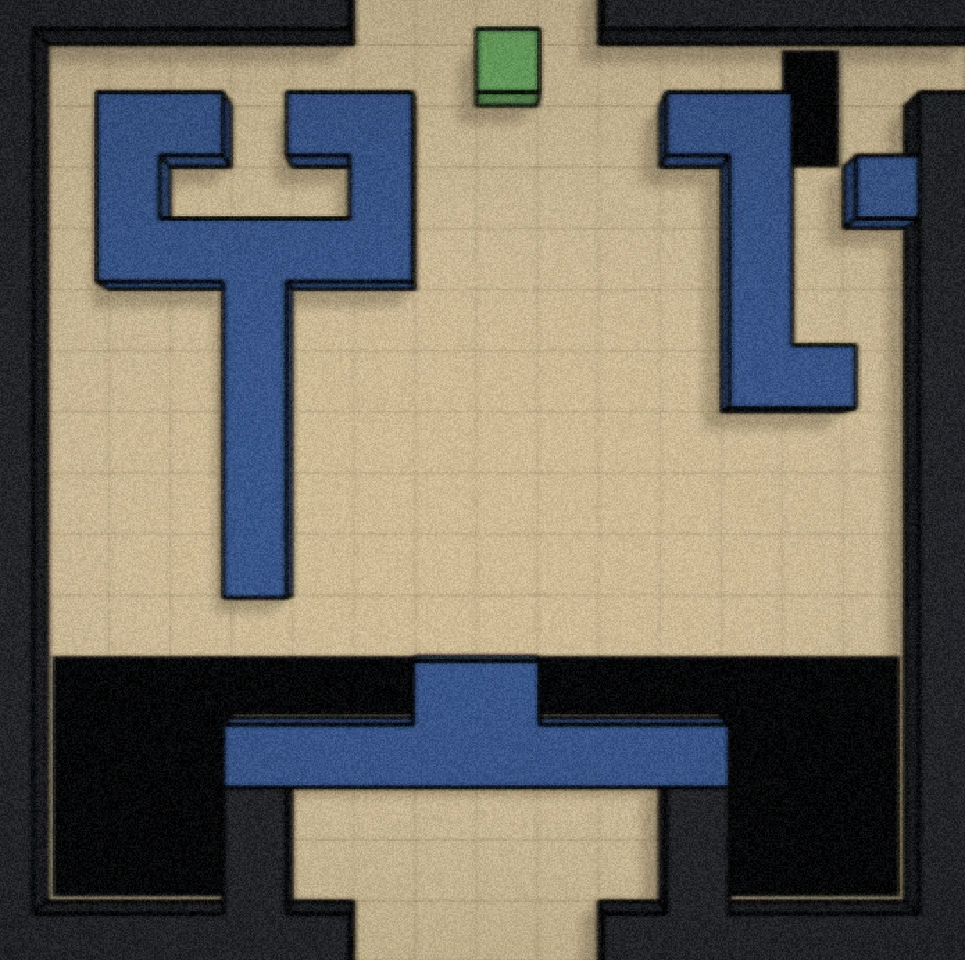 A MazeBench puzzle requiring several boxes to be used as tools